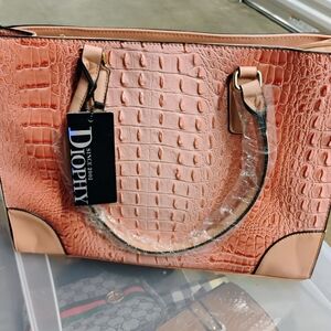 Pink Croc-Embossed Women's Bag